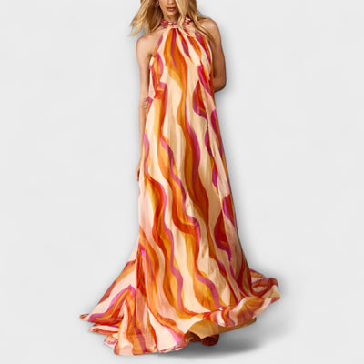 Rumi - Stylish Braided Maxi Dress with Wave Pattern