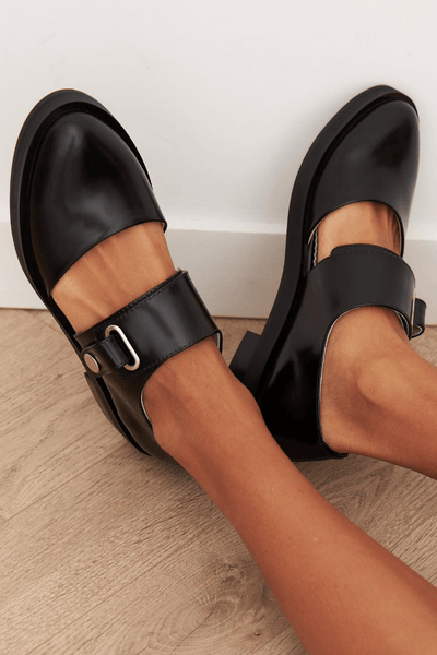 Angela | Black Buckle Loafers