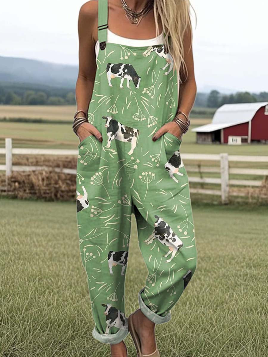 Feline | Countryside Cow Print Jumpsuit