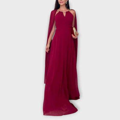 Mabel - Elegant Maxi Dress with Cape Sleeves and High Slit